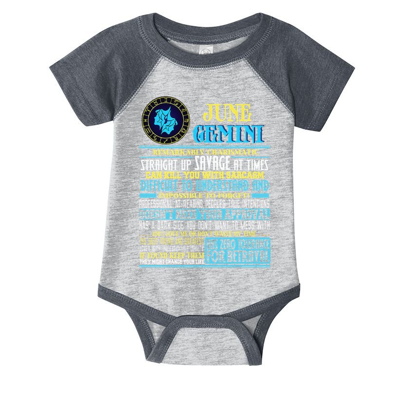 Gemini Facts Funny June Gemini Birthday Gif Infant Baby Jersey Bodysuit