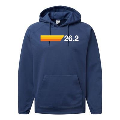 Gift For First Marathon 26 2 Marathoner Retro Runner Gift Performance Fleece Hoodie