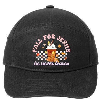 Groovy Fall For Jesus He Never Leaves Pumpkin Spice Autumn 7-Panel Snapback Hat