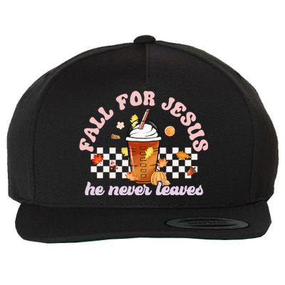 Groovy Fall For Jesus He Never Leaves Pumpkin Spice Autumn Wool Snapback Cap