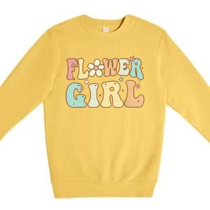 Groovy Flower Girl Wedding Proposal Bridesmaid Flower Girl Premium Crewneck Sweatshirt