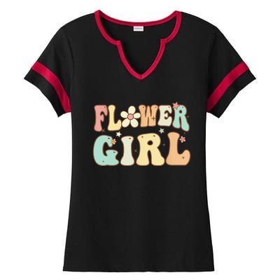 Groovy Flower Girl Wedding Proposal Bridesmaid Flower Girl Ladies Halftime Notch Neck Tee