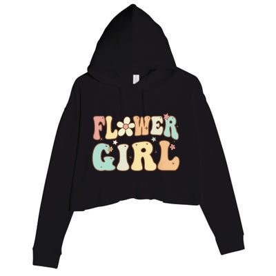 Groovy Flower Girl Wedding Proposal Bridesmaid Flower Girl Crop Fleece Hoodie