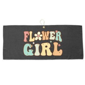 Groovy Flower Girl Wedding Proposal Bridesmaid Flower Girl Large Microfiber Waffle Golf Towel