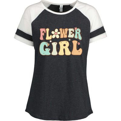 Groovy Flower Girl Wedding Proposal Bridesmaid Flower Girl Enza Ladies Jersey Colorblock Tee