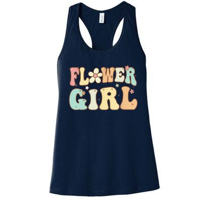 Groovy Flower Girl Wedding Proposal Bridesmaid Flower Girl Women's Racerback Tank