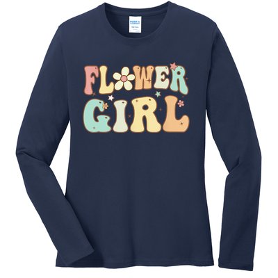 Groovy Flower Girl Wedding Proposal Bridesmaid Flower Girl Ladies Long Sleeve Shirt