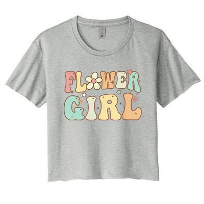 Groovy Flower Girl Wedding Proposal Bridesmaid Flower Girl Women's Crop Top Tee