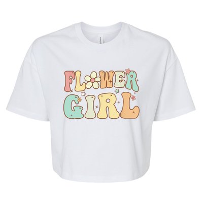 Groovy Flower Girl Wedding Proposal Bridesmaid Flower Girl Bella+Canvas Jersey Crop Tee