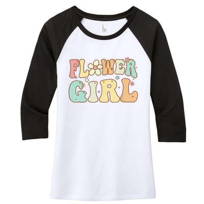 Groovy Flower Girl Wedding Proposal Bridesmaid Flower Girl Women's Tri-Blend 3/4-Sleeve Raglan Shirt