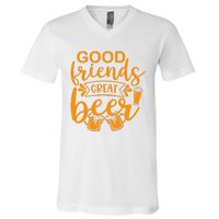 Good Friends Great Beer Gift For Drinker Beer Gift Beer Lover V-Neck T-Shirt