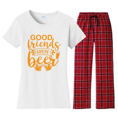 Good Friends Great Beer Gift For Drinker Beer Gift Beer Lover Women's Flannel Pajama Set