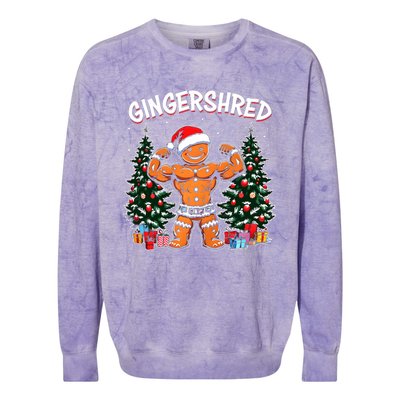 Gingershred Funny Gingerbread Man Gym Bodybuilding Christmas Colorblast Crewneck Sweatshirt