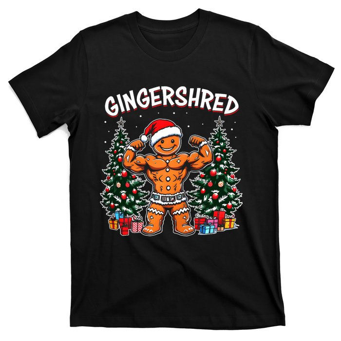 Gingershred Funny Gingerbread Man Gym Bodybuilding Christmas T-Shirt