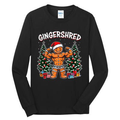 Gingershred Funny Gingerbread Man Gym Bodybuilding Christmas Tall Long Sleeve T-Shirt