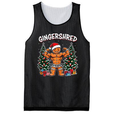 Gingershred Funny Gingerbread Man Gym Bodybuilding Christmas Mesh Reversible Basketball Jersey Tank