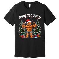 Gingershred Funny Gingerbread Man Gym Bodybuilding Christmas Premium T-Shirt