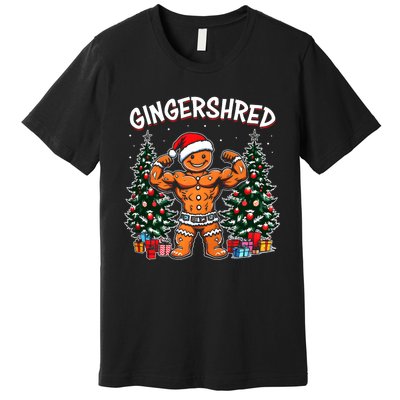 Gingershred Funny Gingerbread Man Gym Bodybuilding Christmas Premium T-Shirt