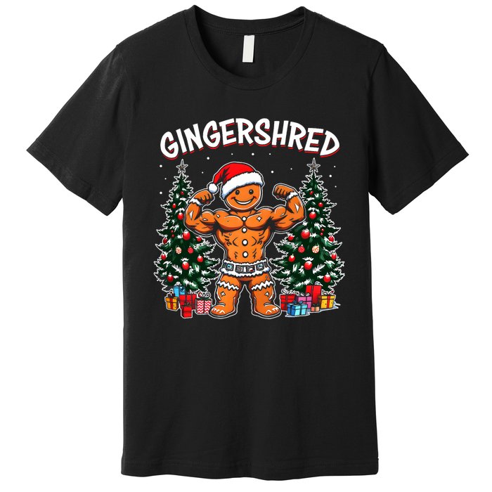 Gingershred Funny Gingerbread Man Gym Bodybuilding Christmas Premium T-Shirt