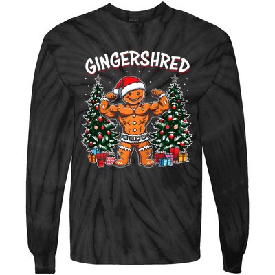 Gingershred Funny Gingerbread Man Gym Bodybuilding Christmas Tie-Dye Long Sleeve Shirt