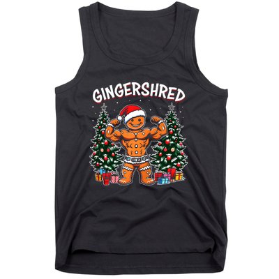 Gingershred Funny Gingerbread Man Gym Bodybuilding Christmas Tank Top