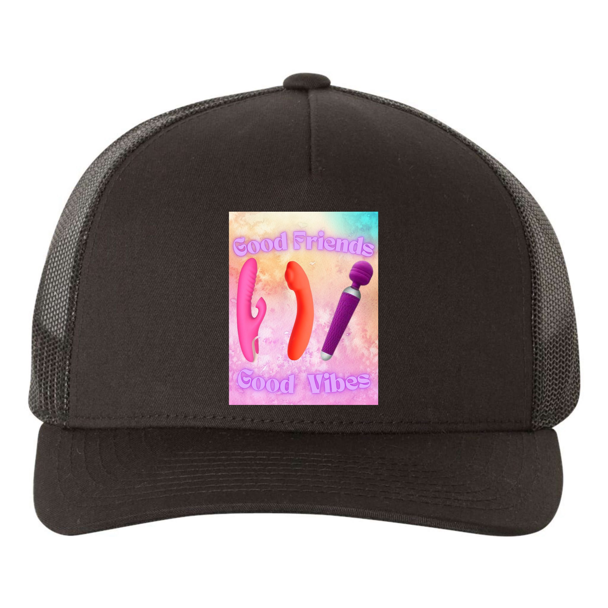 Good Friends Good Vibes Yupoong Adult 5-Panel Trucker Hat