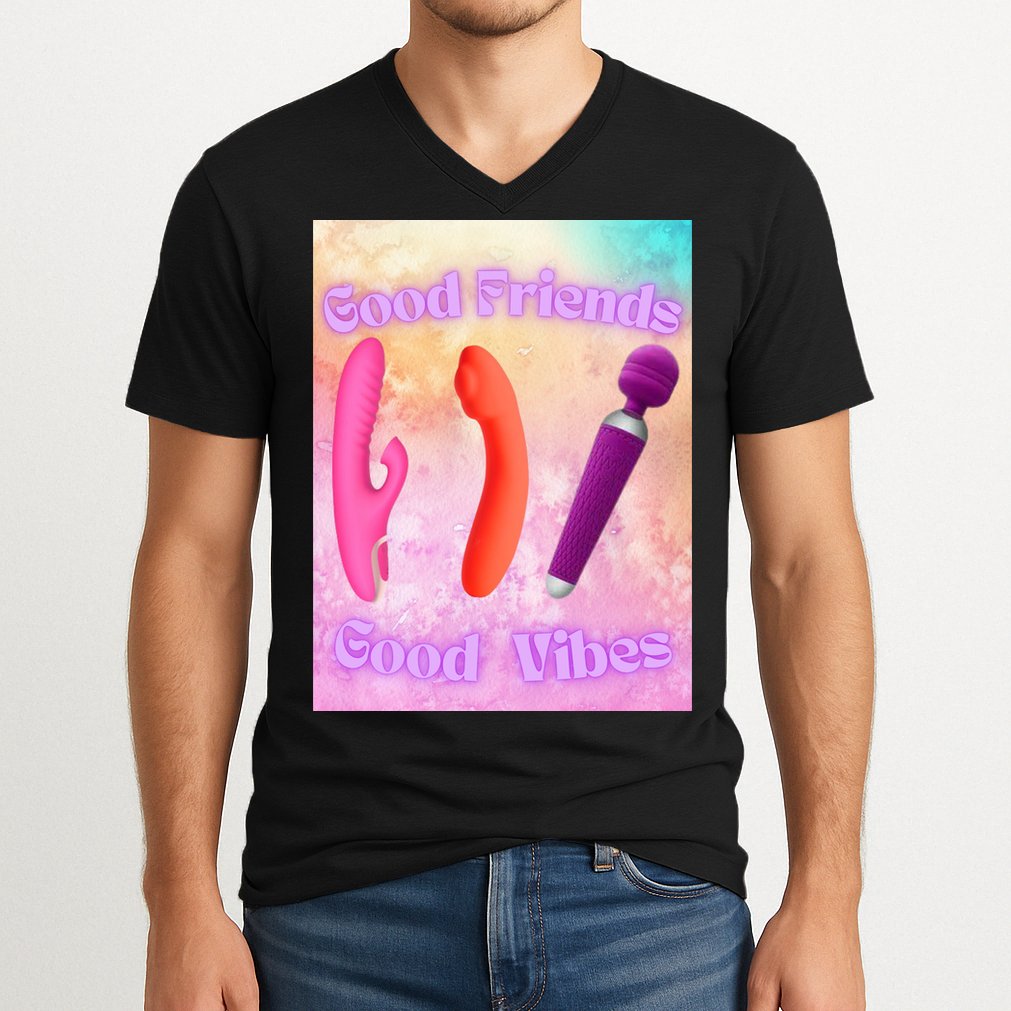 Good Friends Good Vibes V-Neck T-Shirt