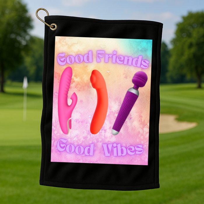 Good Friends Good Vibes Golf Towel