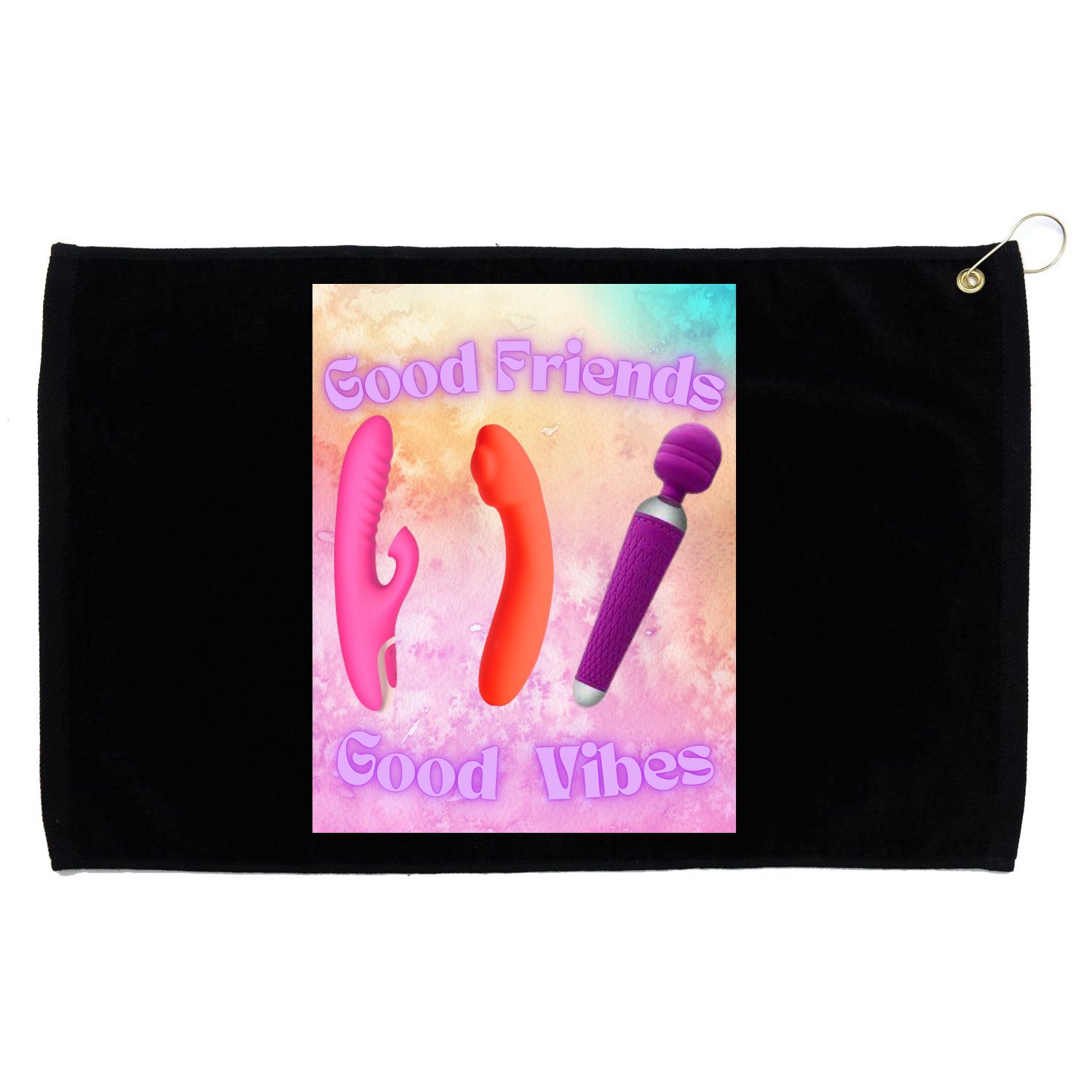 Good Friends Good Vibes Grommeted Golf Towel