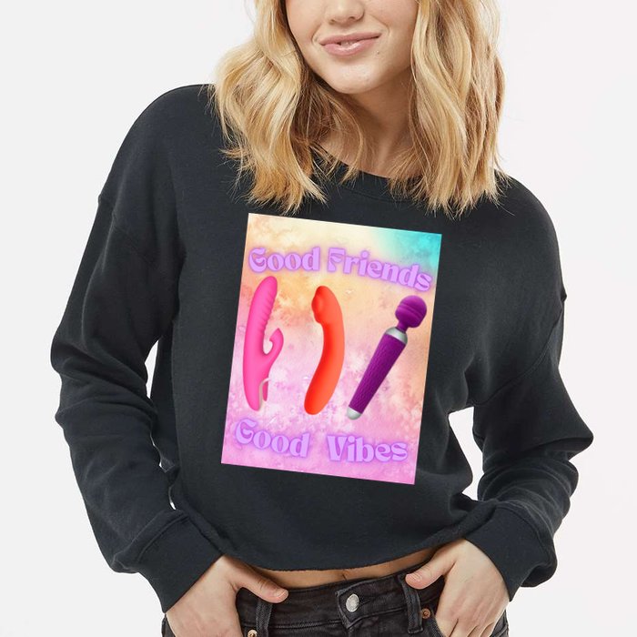 Good Friends Good Vibes Cropped Pullover Crew