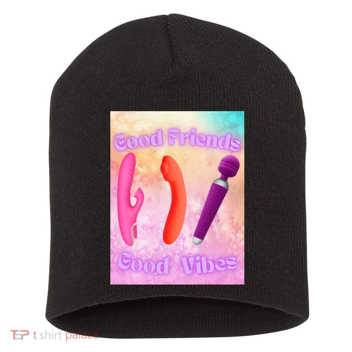 Good Friends Good Vibes Short Acrylic Beanie
