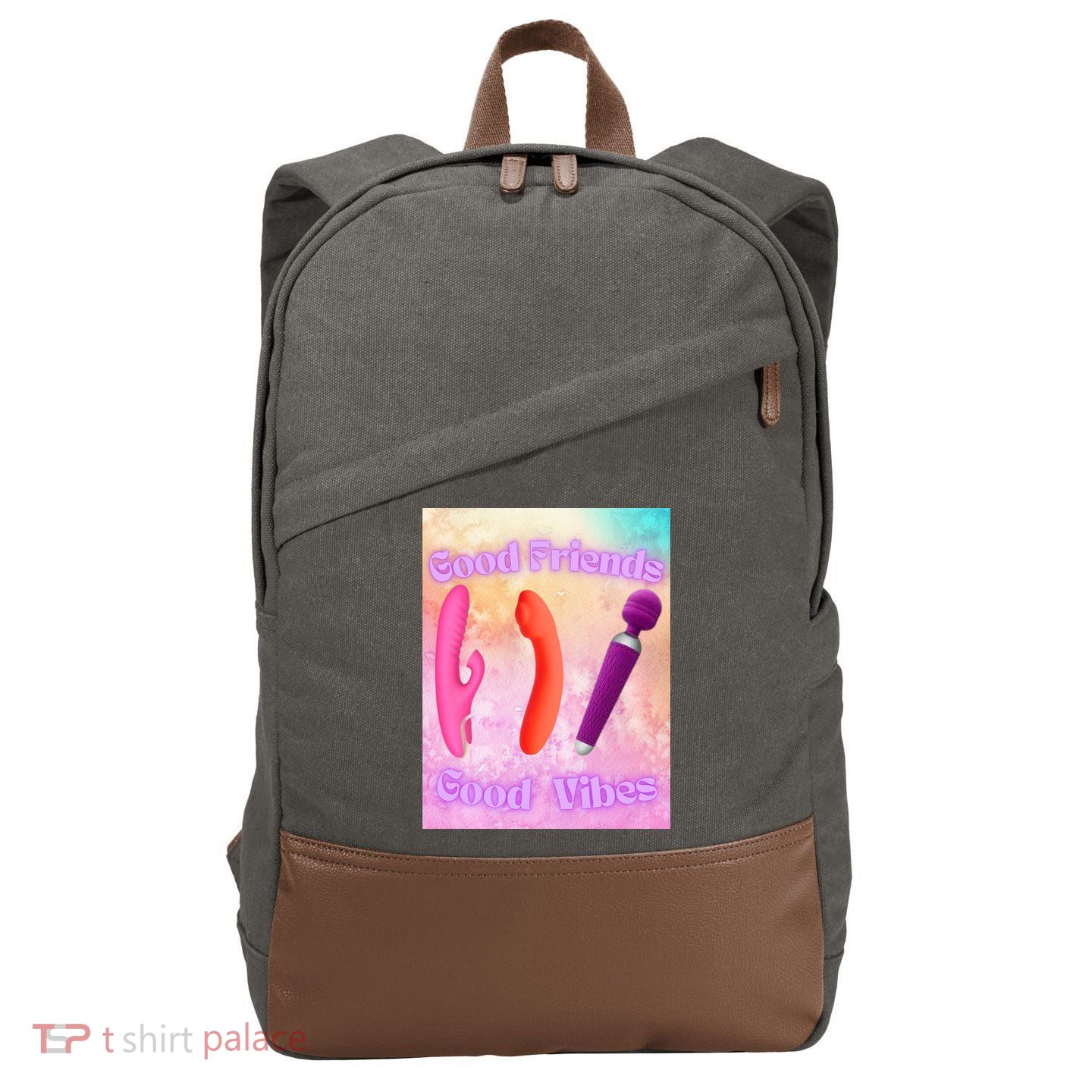 Good Friends Good Vibes Cotton Canvas Backpack