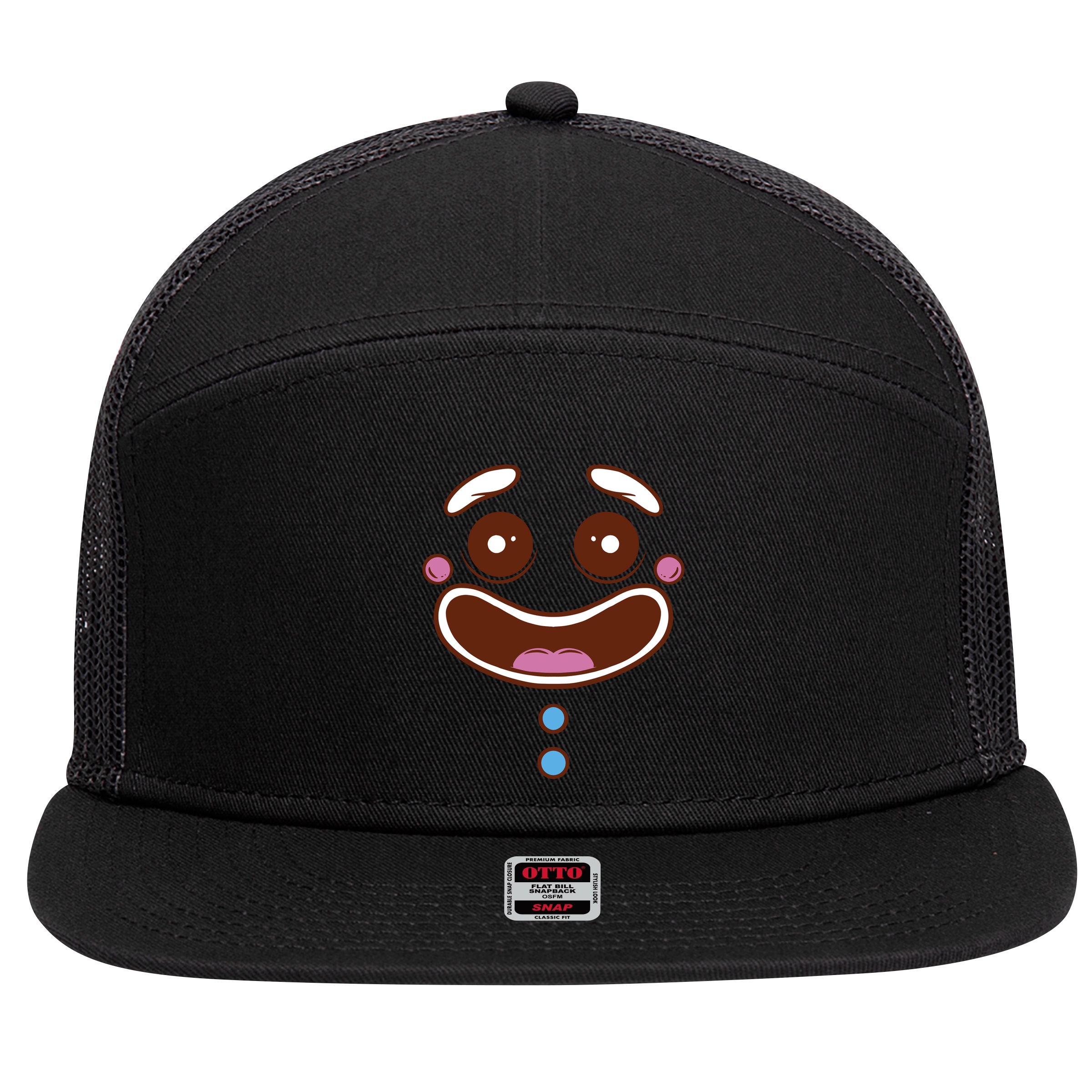 Gingerbread Face 7 Panel Mesh Trucker Snapback Hat