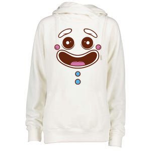 Gingerbread Face Womens Funnel Neck Pullover Hood