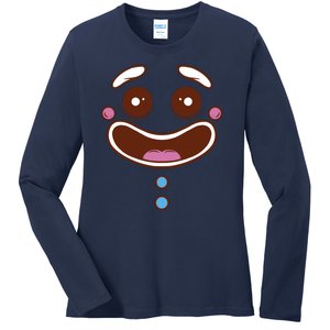 Gingerbread Face Ladies Long Sleeve Shirt