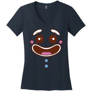 Gingerbread Face Women's V-Neck T-Shirt