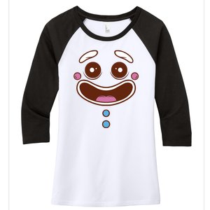 Gingerbread Face Women's Tri-Blend 3/4-Sleeve Raglan Shirt