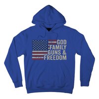 God Family Guns And Freedom Gift Pro Gun Vintage Usa Flag Cool Gift Hoodie