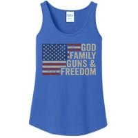 God Family Guns And Freedom Gift Pro Gun Vintage Usa Flag Cool Gift Ladies Essential Tank