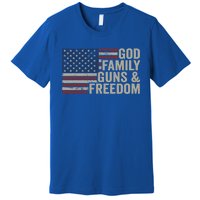 God Family Guns And Freedom Gift Pro Gun Vintage Usa Flag Cool Gift Premium T-Shirt