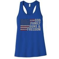 God Family Guns And Freedom Gift Pro Gun Vintage Usa Flag Cool Gift Women's Racerback Tank