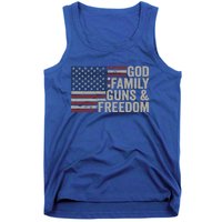 God Family Guns And Freedom Gift Pro Gun Vintage Usa Flag Cool Gift Tank Top