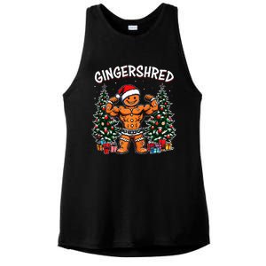 Gingershred Funny Gingerbread Man Gym Bodybuilding Christmas Ladies PosiCharge Tri-Blend Wicking Tank