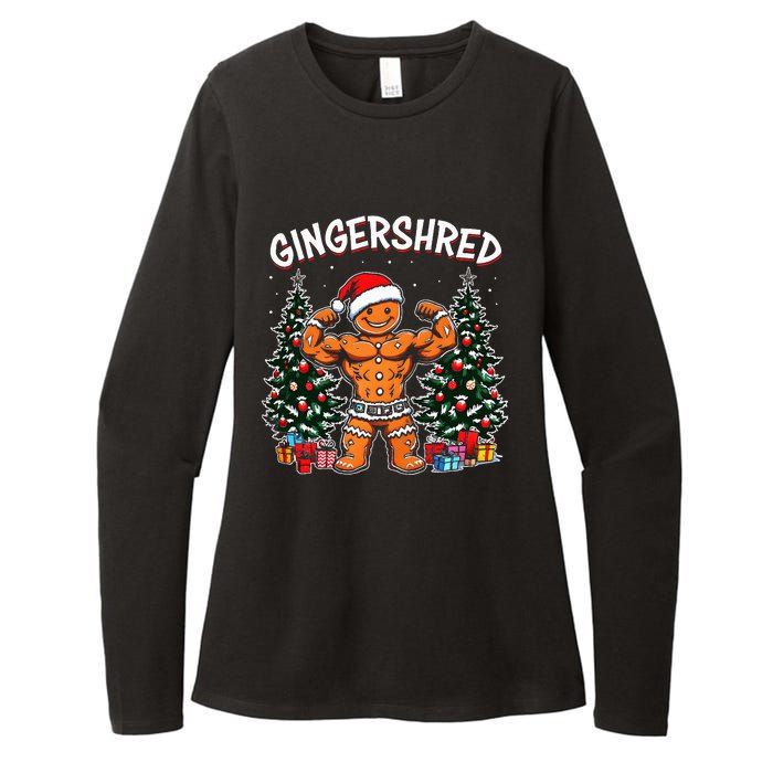 Gingershred Funny Gingerbread Man Gym Bodybuilding Christmas Womens CVC Long Sleeve Shirt