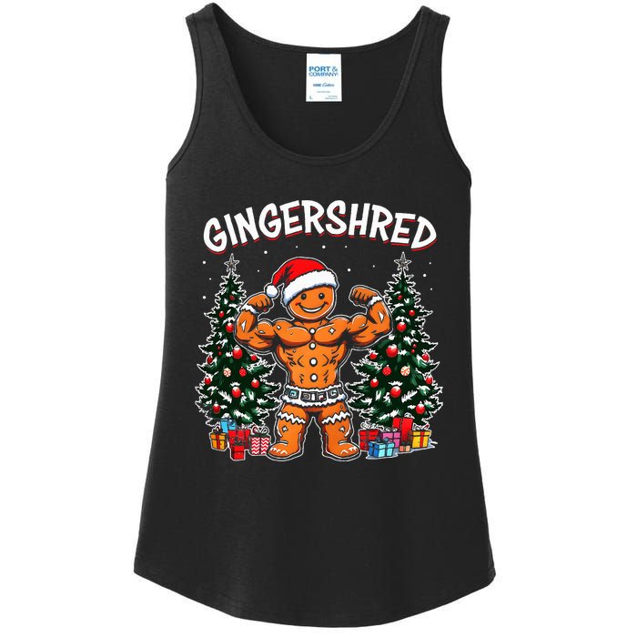 Gingershred Funny Gingerbread Man Gym Bodybuilding Christmas Ladies Essential Tank