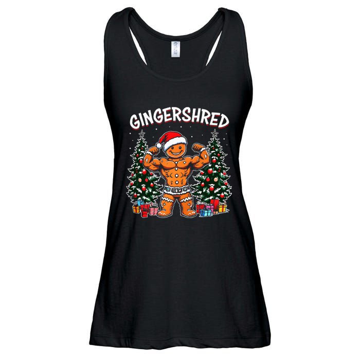 Gingershred Funny Gingerbread Man Gym Bodybuilding Christmas Ladies Essential Flowy Tank