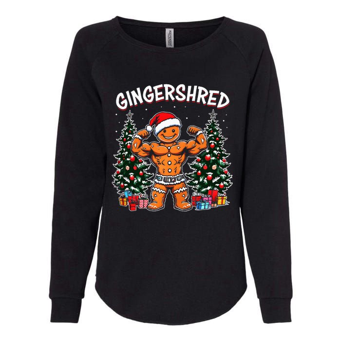 Gingershred Funny Gingerbread Man Gym Bodybuilding Christmas Womens California Wash Sweatshirt