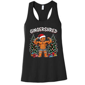 Gingershred Funny Gingerbread Man Gym Bodybuilding Christmas Women's Racerback Tank