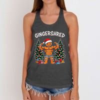 Gingershred Funny Gingerbread Man Gym Bodybuilding Christmas Women's Knotted Racerback Tank