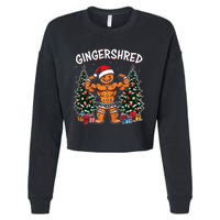 Gingershred Funny Gingerbread Man Gym Bodybuilding Christmas Cropped Pullover Crew